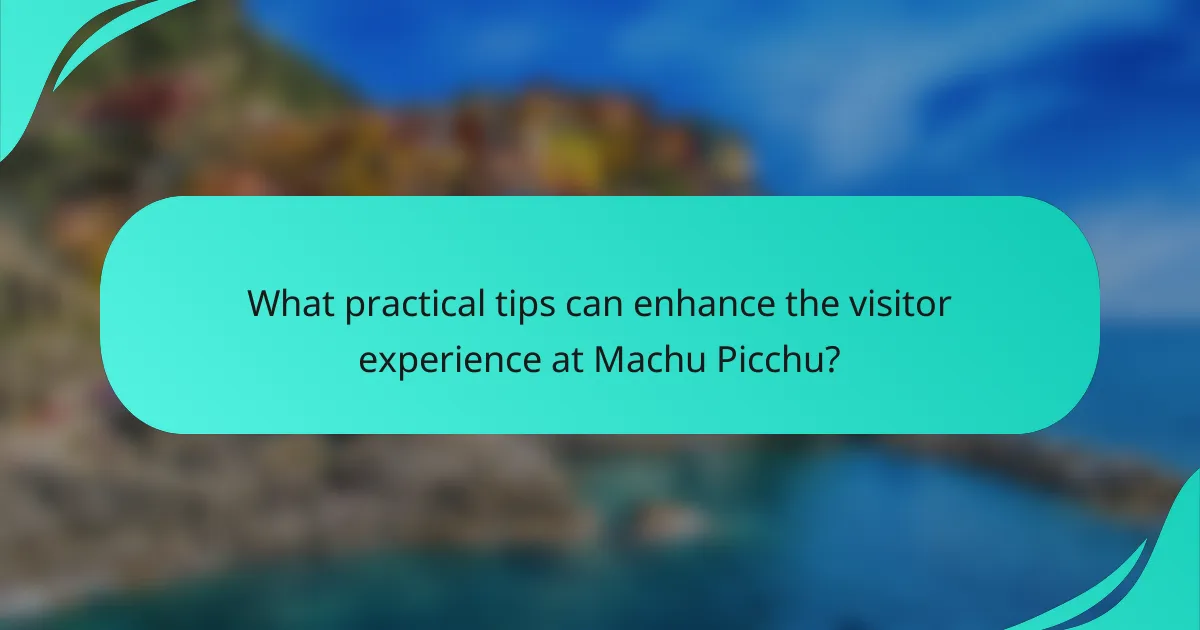 What practical tips can enhance the visitor experience at Machu Picchu?