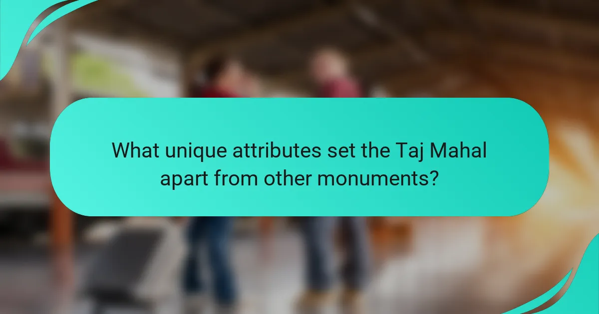 What unique attributes set the Taj Mahal apart from other monuments?